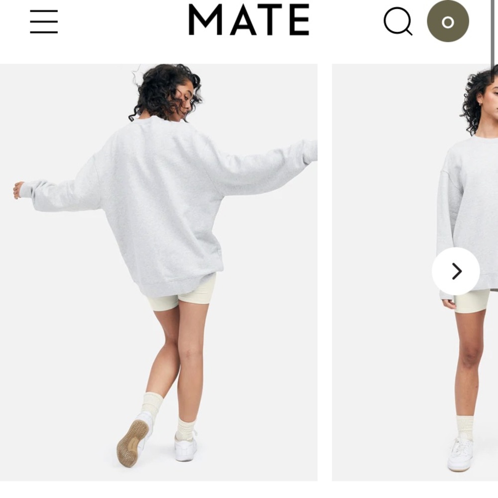 MATE the label fleece oversized sweatshirt in heather grey sz xs/s.